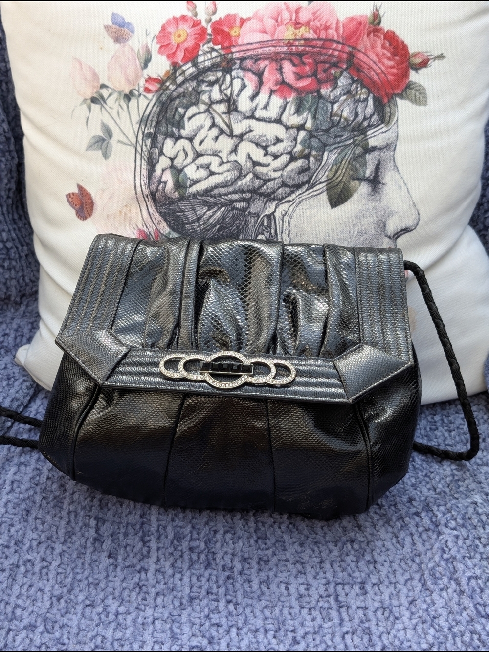 Vintage Sharif Snakeskin Leather Crossbody Bag